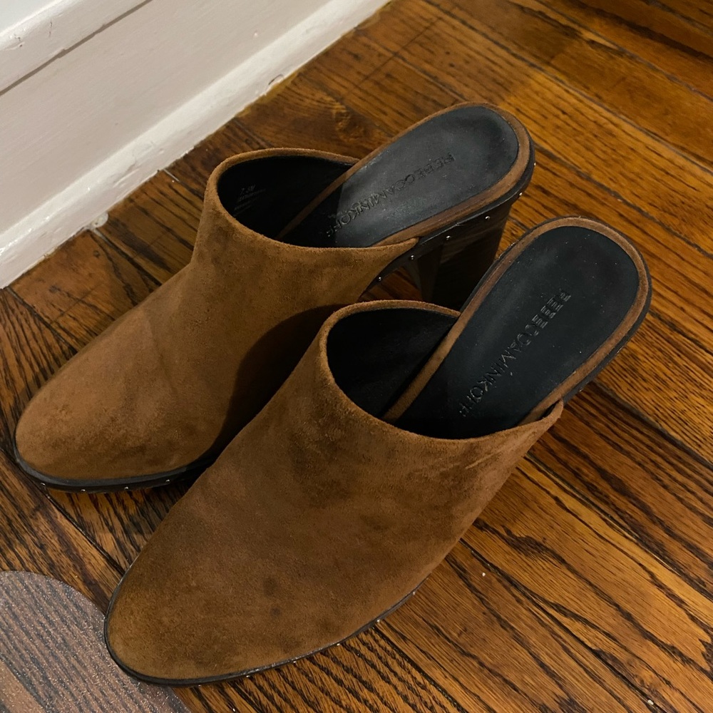 Brown leather (suede) mules